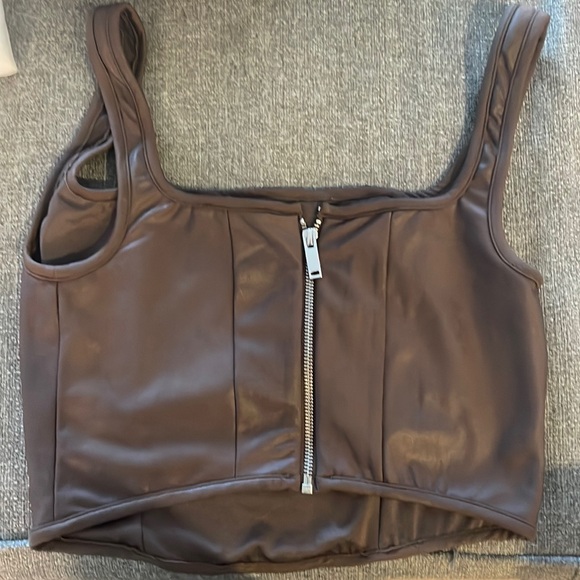Gianni Bini Brown Leather Top - Picture 3 of 3